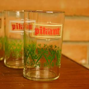 4 hořčicové retro sklenice