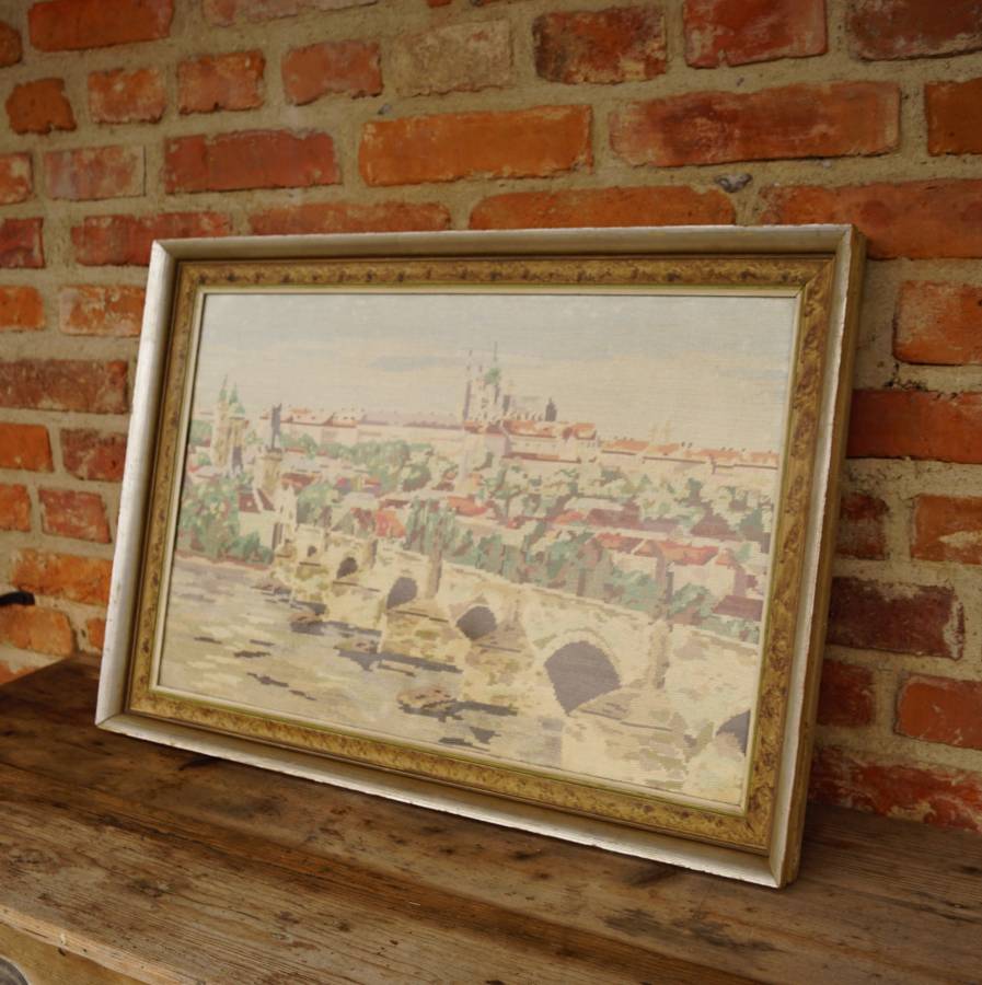 Vyšívaný obraz - Praha