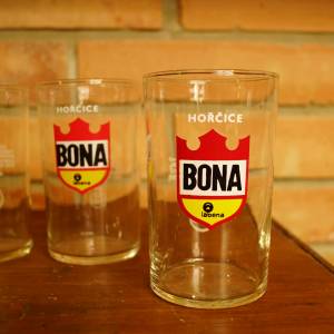 5+1 malá hořčicové retro sklenice Boni