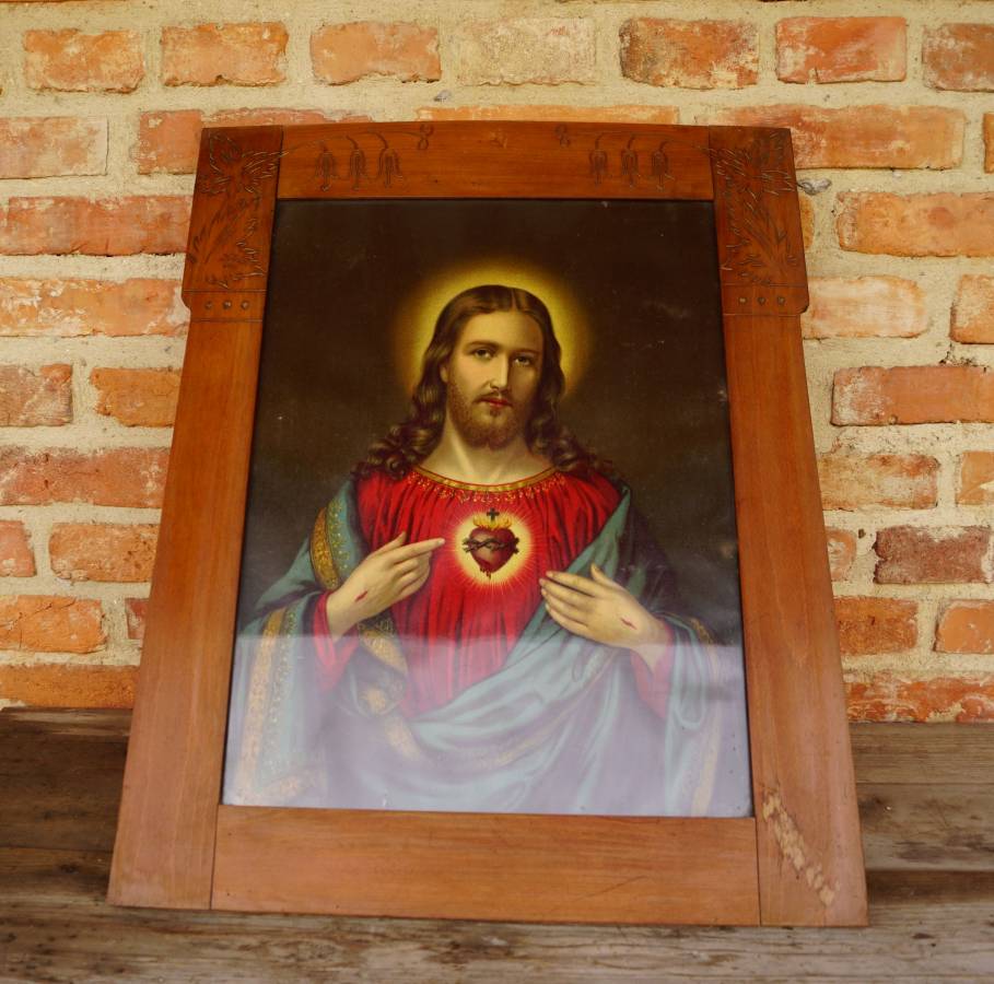 Nádherný dřevěný rám s obrazem svatého / 193.
