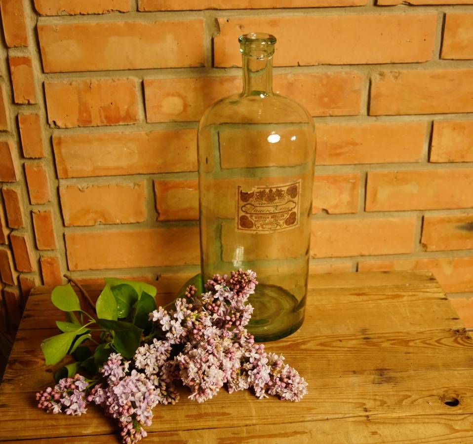 Skleněná nádoba - demižón, modrozelený