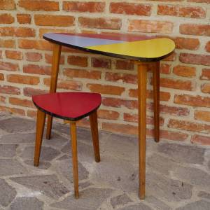 Konferenční retro stolek Brusel 58 Trsátko + židle