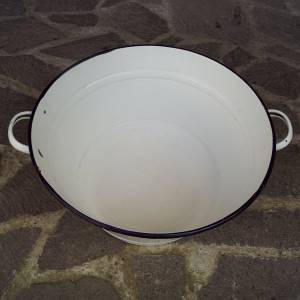 Bílý smaltovaný škopek - veliký