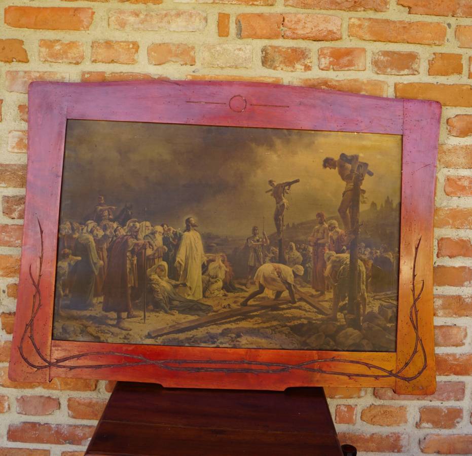 Obrovský dřevěný rám s obrazem / 162.