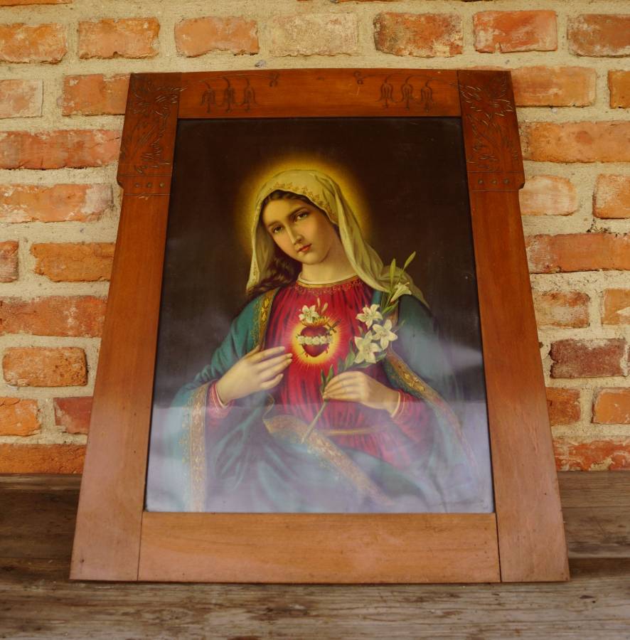 Nádherný dřevěný rám s obrazem svaté / 194.