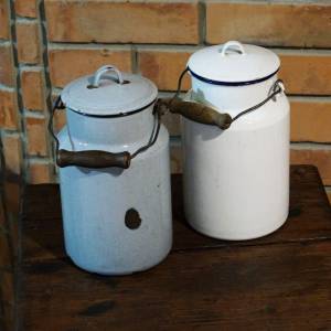 Smaltované konvičky - šedá, bílá
