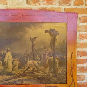 Obrovský dřevěný rám s obrazem / 162.