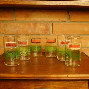 4 hořčicové retro sklenice